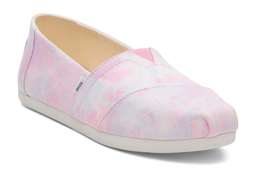 Neon Pink Tie Dye Twill Women's Toms Alpargata Tie-Dye Alpargatas Ireland | IE668-601