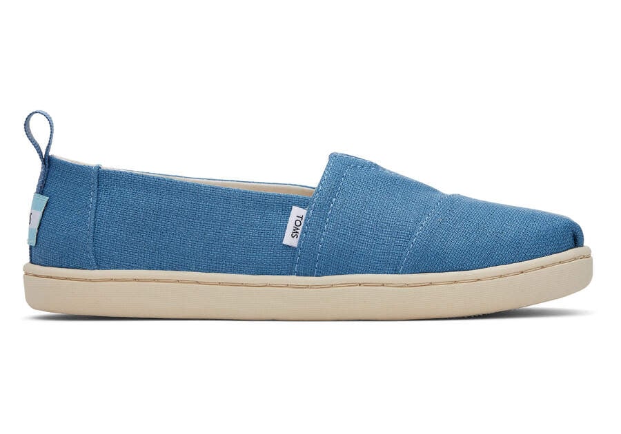 Ocean Blue Kids\' Toms Youth Alpargata Refibra Tencel Textured Woven Alpargatas Ireland | IE524-359