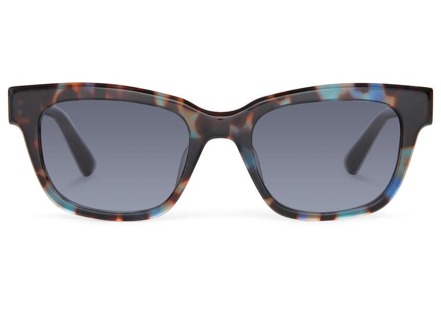 Pacific Blue Tortoise- Dark Grey Men\'s Toms Holland Sunglasses Ireland | IE815-747