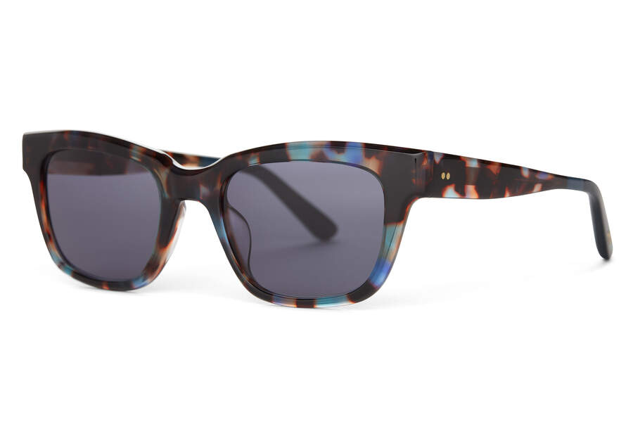 Pacific Blue Tortoise- Dark Grey Women's Toms Holland Sunglasses Ireland | IE851-991