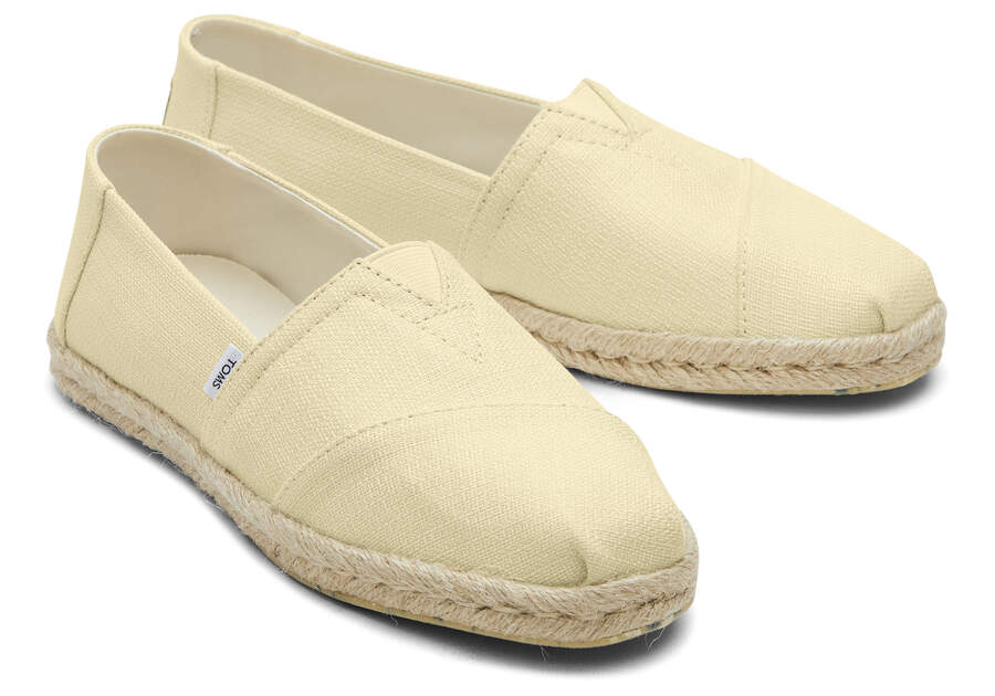 Pale Lemon Textured Woven Women's Toms Alpargata Rope Espadrille Espadrilles Ireland | IE745-481