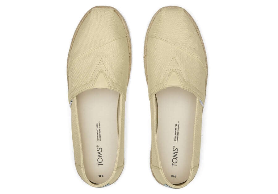 Pale Lemon Textured Woven Women's Toms Alpargata Rope Espadrille Espadrilles Ireland | IE745-481