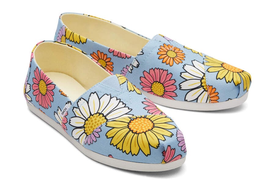 Pastel Blue Daisies Women's Toms Alpargata Daisies Alpargatas Ireland | IE599-059