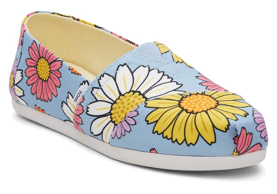 Pastel Blue Daisies Women's Toms Alpargata Daisies Alpargatas Ireland | IE599-059