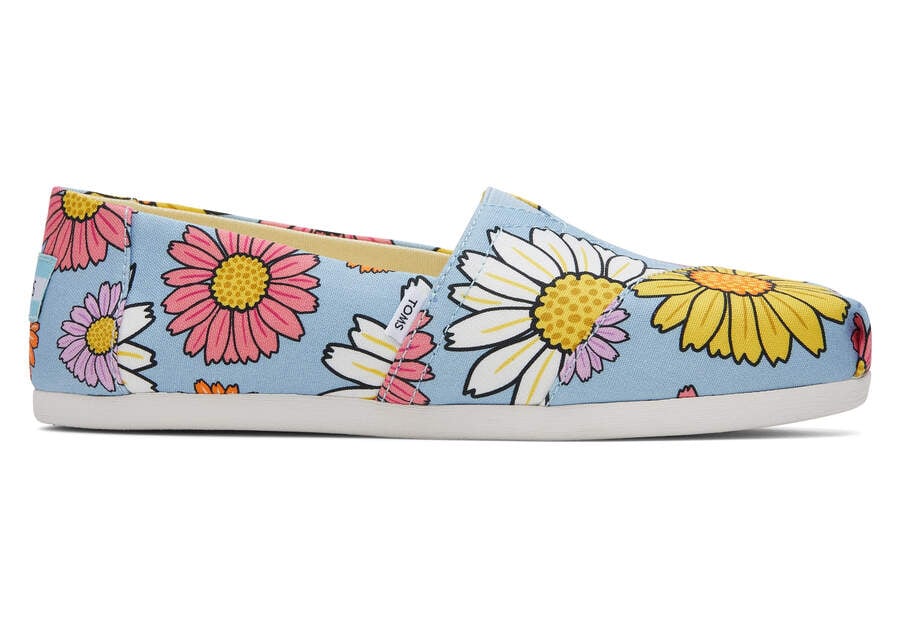 Pastel Blue Daisies Women\'s Toms Alpargata Daisies Alpargatas Ireland | IE599-059