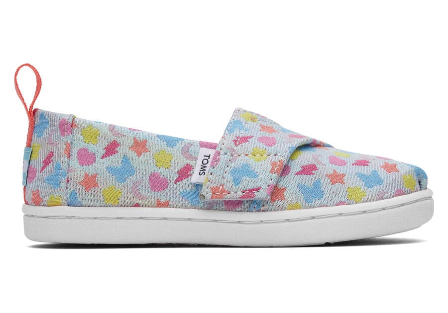 Pastel Blue Glimmer Kids' Toms Tiny Alpargata Glimmer Charms Alpargatas Ireland | IE170-874