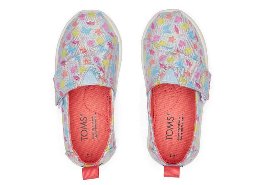 Pastel Blue Glimmer Kids' Toms Tiny Alpargata Glimmer Charms Alpargatas Ireland | IE170-874