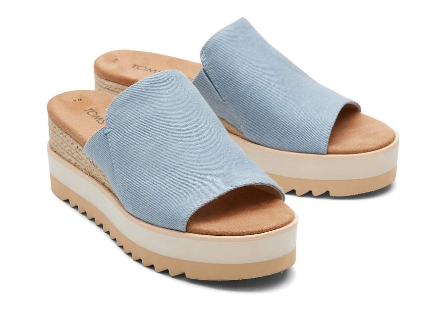 Pastel Blue Washed Denim Women's Toms Diana Mule Sandal Sandals Ireland | IE799-793