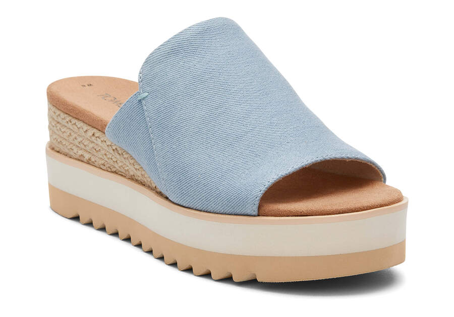 Pastel Blue Washed Denim Women's Toms Diana Mule Sandal Sandals Ireland | IE799-793