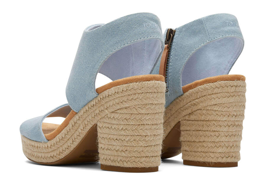 Pastel Blue Washed Denim Women's Toms Majorca Rope Platform Sandal Sandals Ireland | IE534-427