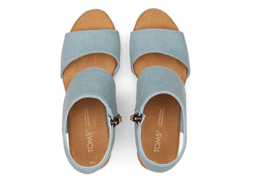 Pastel Blue Washed Denim Women's Toms Majorca Rope Platform Sandal Sandals Ireland | IE534-427