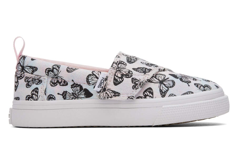 Pastel Pink Kids' Toms Tiny Fenix Slip-On Butterflies Tie Dye Twill Sneakers Ireland | IE970-239