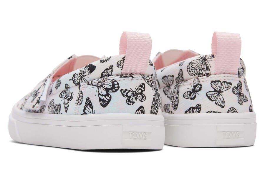 Pastel Pink Kids' Toms Tiny Fenix Slip-On Butterflies Tie Dye Twill Sneakers Ireland | IE970-239