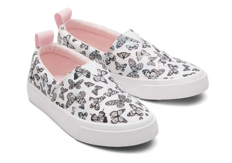 Pastel Pink Kids' Toms Youth Fenix Slip-On Butterflies Tie Dye Twill Sneakers Ireland | IE925-006