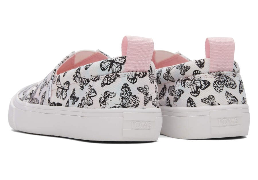 Pastel Pink Kids' Toms Youth Fenix Slip-On Butterflies Tie Dye Twill Sneakers Ireland | IE925-006