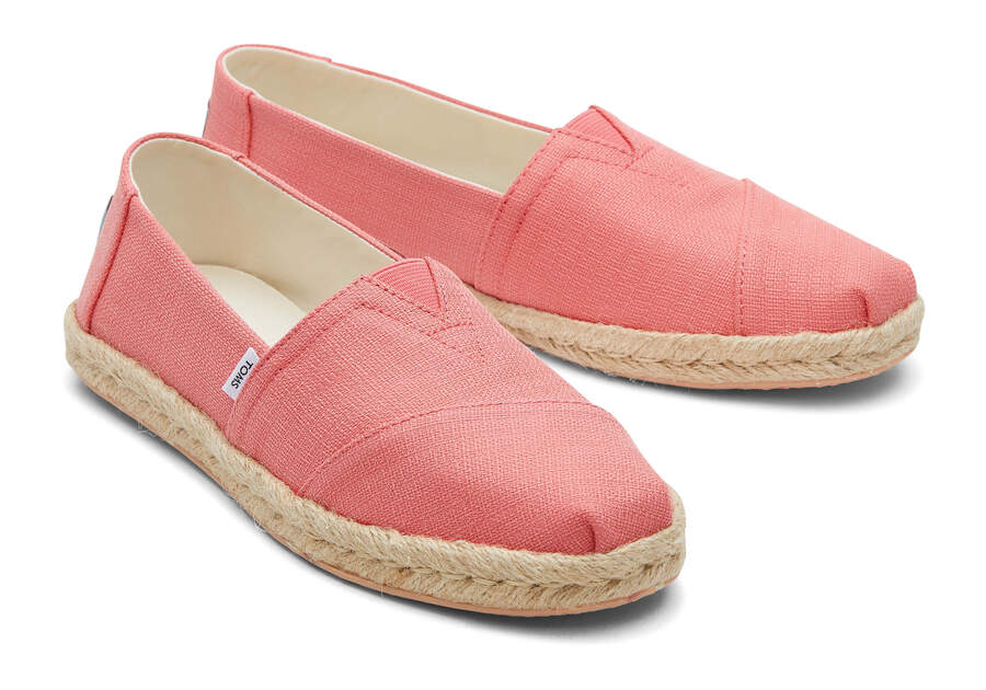 Peach Textured Woven Women's Toms Alpargata Rope Espadrille Espadrilles Ireland | IE759-643