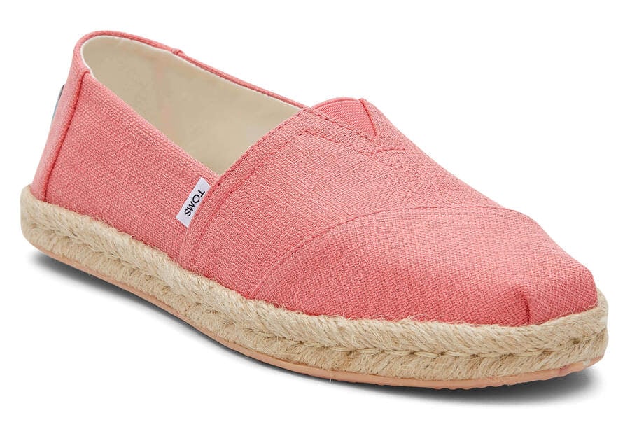 Peach Textured Woven Women's Toms Alpargata Rope Espadrille Espadrilles Ireland | IE759-643