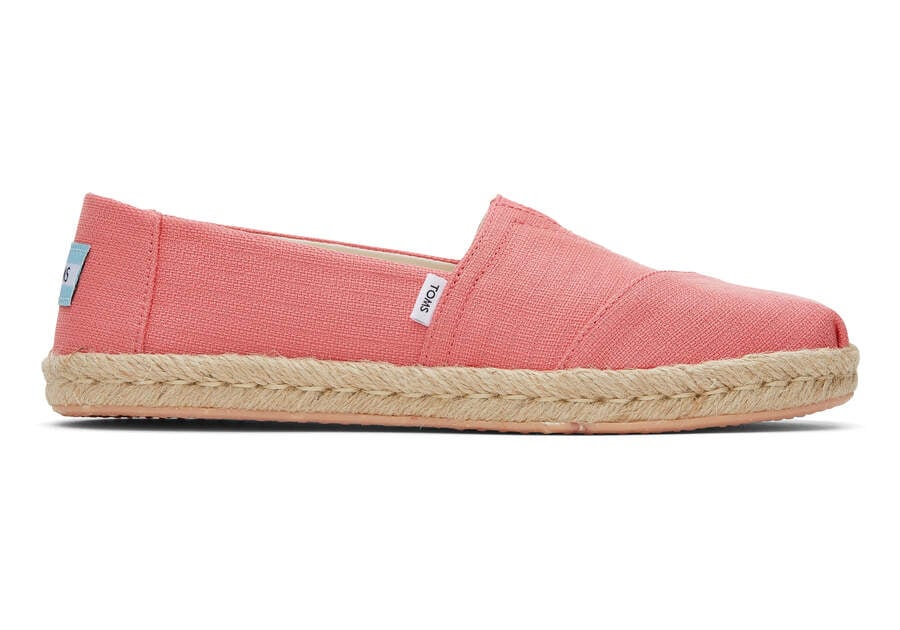 Peach Textured Woven Women\'s Toms Alpargata Rope Espadrille Espadrilles Ireland | IE759-643