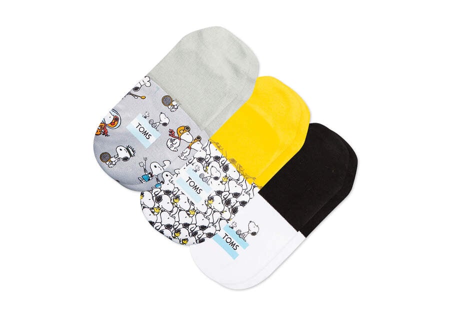 Peanuts Multi Men's Toms X Peanuts® Ultimate No Show 3 Pack Socks Ireland | IE217-138