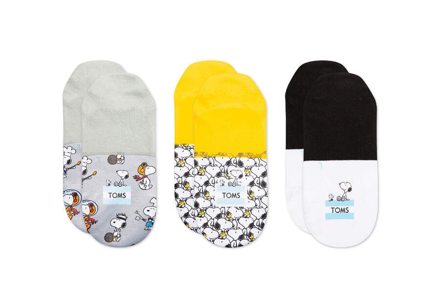 Peanuts Multi Men's Toms X Peanuts® Ultimate No Show 3 Pack Socks Ireland | IE217-138