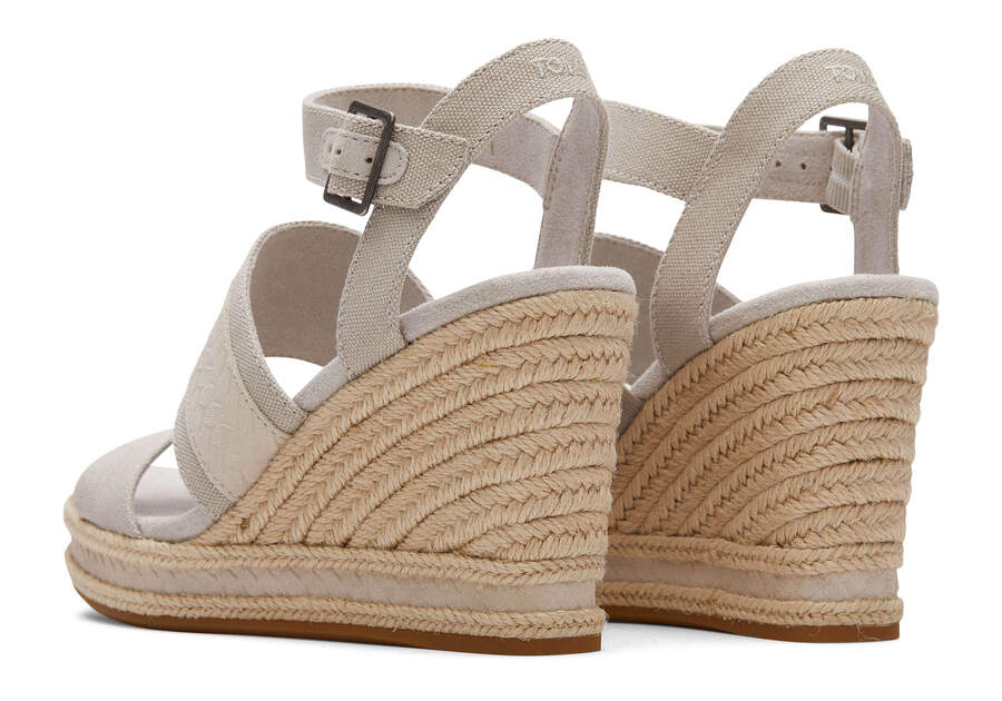 Pebble Grey Canvas Women's Toms Madelyn Wedge Sandal Sandals Ireland | IE777-201