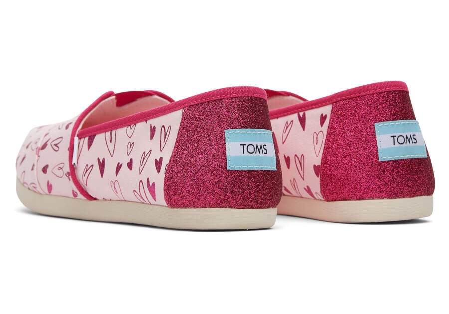 Pink Hearts Women's Toms Alpargata Foil Hearts Alpargatas Ireland | IE634-659