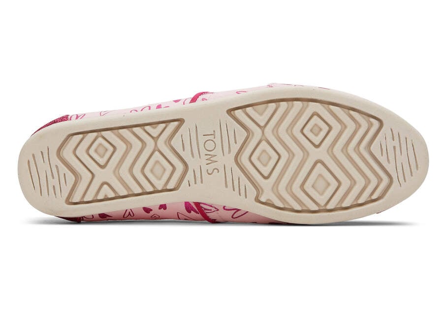 Pink Hearts Women's Toms Alpargata Foil Hearts Alpargatas Ireland | IE634-659