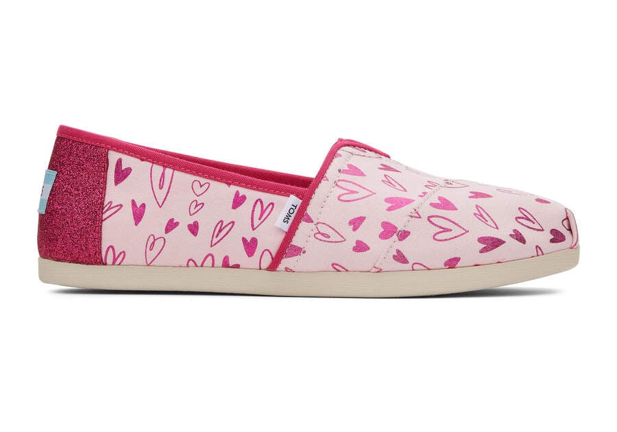 Pink Hearts Women\'s Toms Alpargata Foil Hearts Alpargatas Ireland | IE634-659