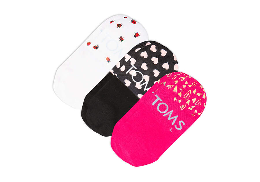 Pink Multi Women's Toms Ultimate No Show Socks Valentines 3 Pack Socks Ireland | IE140-284