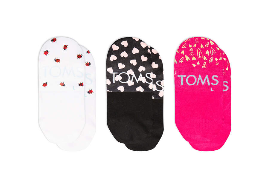 Pink Multi Women's Toms Ultimate No Show Socks Valentines 3 Pack Socks Ireland | IE140-284