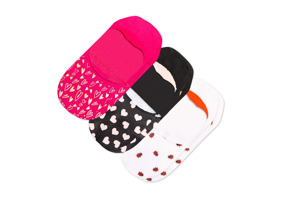 Pink Multi Women\'s Toms Ultimate No Show Socks Valentines 3 Pack Socks Ireland | IE140-284