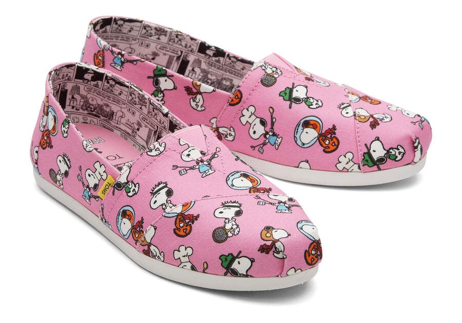 Pink Snoopy Print Women's Toms X Peanuts® Alpargata Alpargatas Ireland | IE800-618