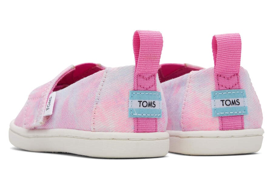 Pink Tie Dye Kids' Toms Tiny Alpargata Multi Tie Dye Twill Alpargatas Ireland | IE911-720