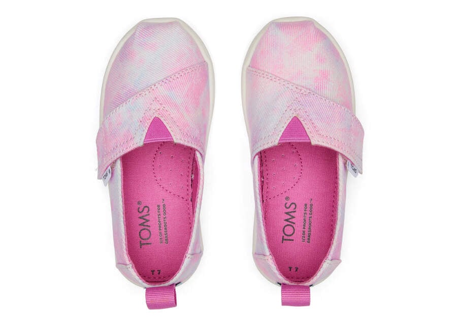 Pink Tie Dye Kids' Toms Tiny Alpargata Multi Tie Dye Twill Alpargatas Ireland | IE911-720