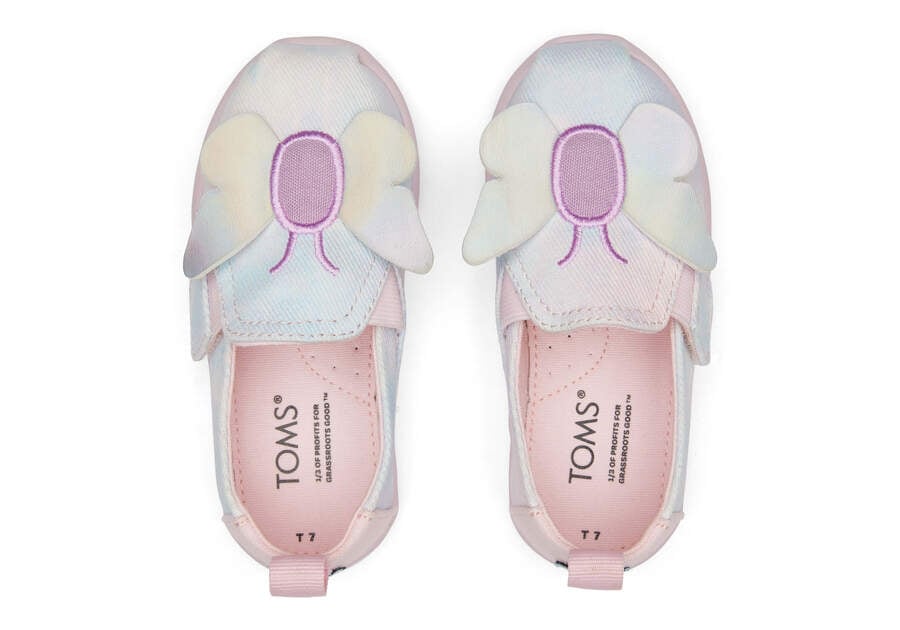 Pink Tie Dye Kids' Toms Tiny Alpargata Twin Gore Tie Dye Twill Butterfly Alpargatas Ireland | IE329-897