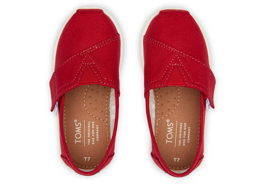 Red Kids' Toms Tiny Alpargata Canvas Alpargatas Ireland | IE413-825