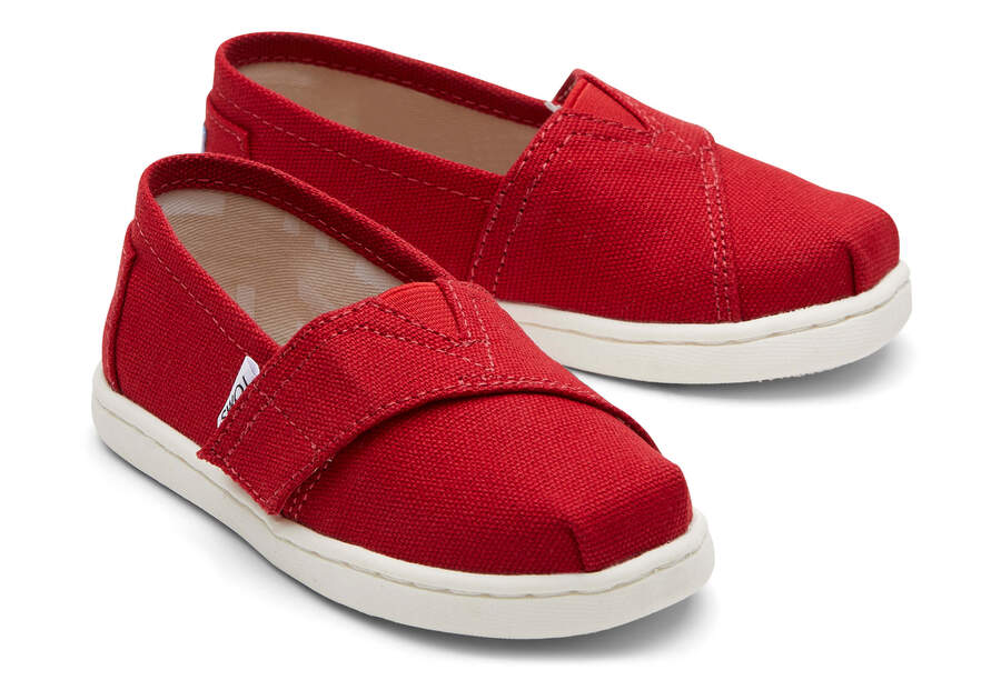 Red Kids\' Toms Tiny Alpargata Canvas Alpargatas Ireland | IE413-825