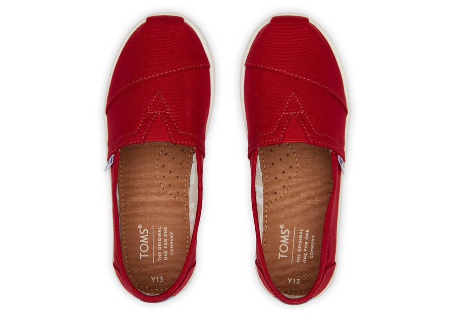 Red Kids' Toms Youth Alpargata Canvas Alpargatas Ireland | IE891-165