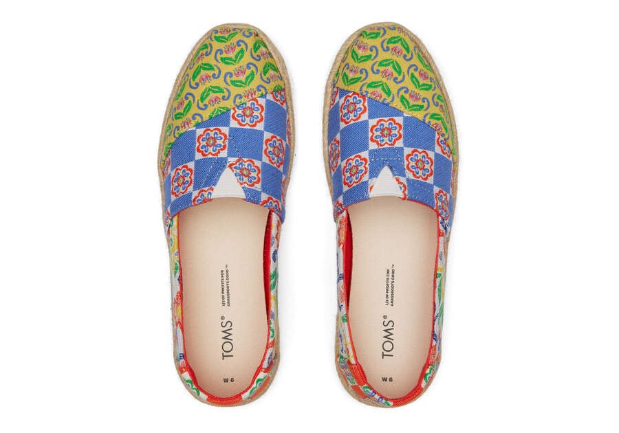 Red Multi Mediterranean Tiles Jacquard Women's Toms Alpargata Rope Espadrille Espadrilles Ireland | IE137-497