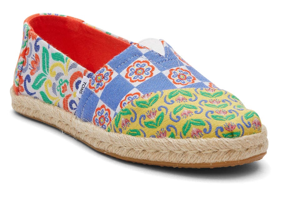 Red Multi Mediterranean Tiles Jacquard Women's Toms Alpargata Rope Espadrille Espadrilles Ireland | IE137-497