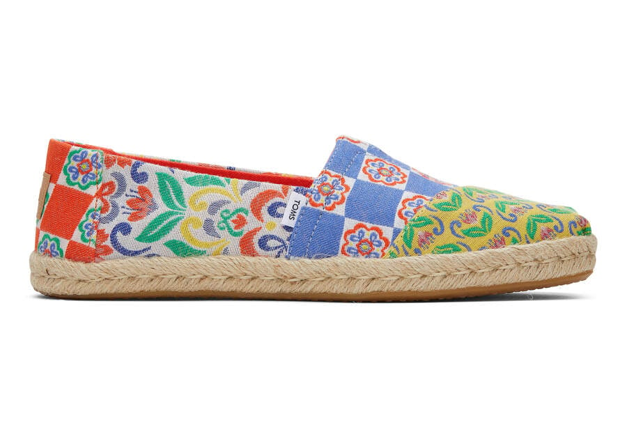 Red Multi Mediterranean Tiles Jacquard Women\'s Toms Alpargata Rope Espadrille Espadrilles Ireland | IE137-497