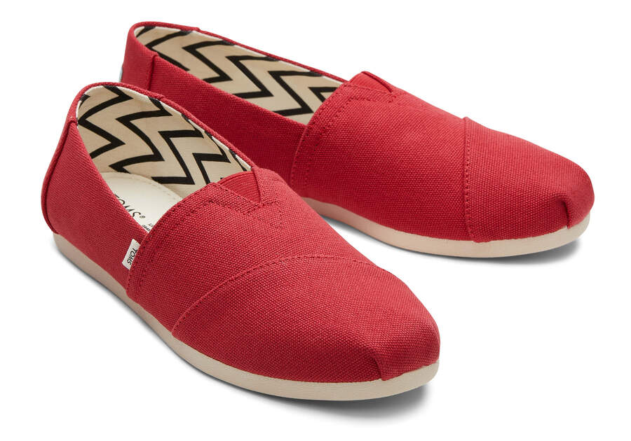 Red Women's Toms Alpargata Recycled Cotton Canvas Alpargatas Ireland | IE482-186