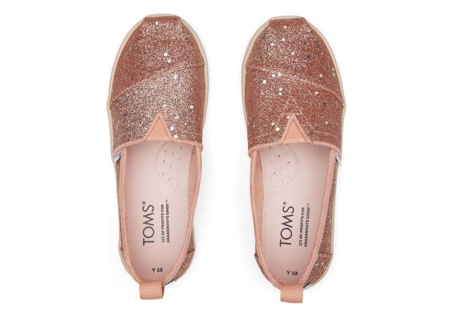 Rose Gold Kids' Toms Youth Alpargata Glitter Alpargatas Ireland | IE352-414