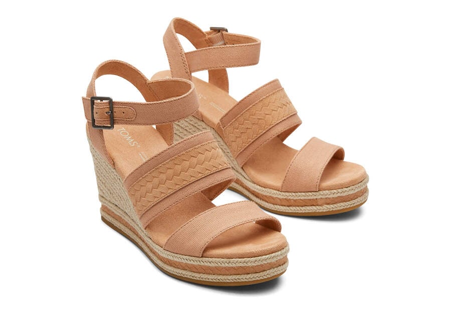 Sandy Beige Canvas Women's Toms Madelyn Wedge Sandal Sandals Ireland | IE279-211