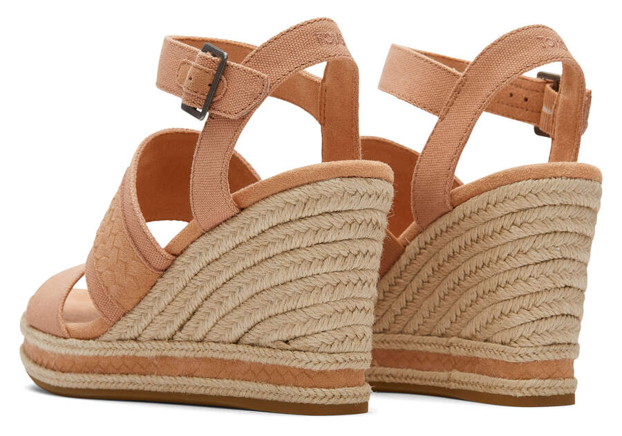 Sandy Beige Canvas Women's Toms Madelyn Wedge Sandal Sandals Ireland | IE279-211