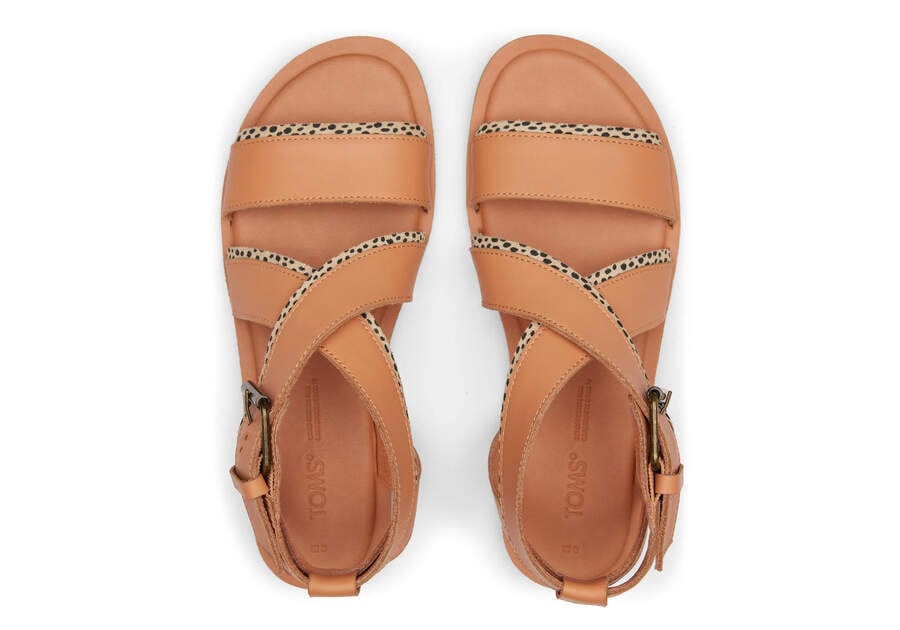 Sandy Beige Mini Cheetah Suede Women's Toms Sidney Sandal Sandals Ireland | IE471-581