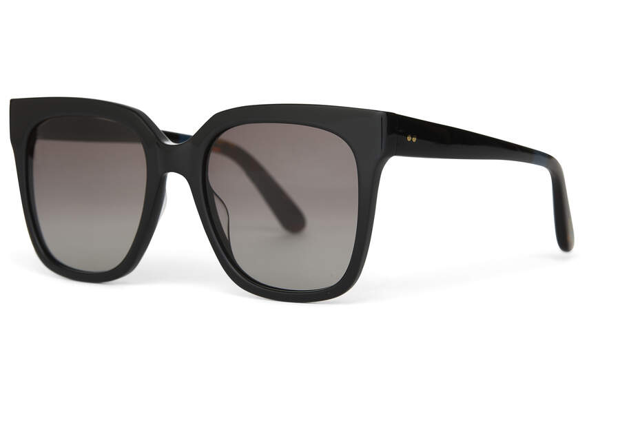 Shiny Black - Grey Gradient Women's Toms Natasha Sunglasses Ireland | IE085-058