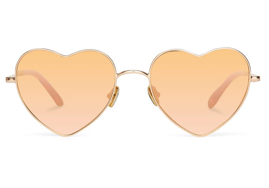 Shiny Yellow Gold- Rose Gold Mirror Men\'s Toms Unity Lucia Sunglasses Ireland | IE156-176