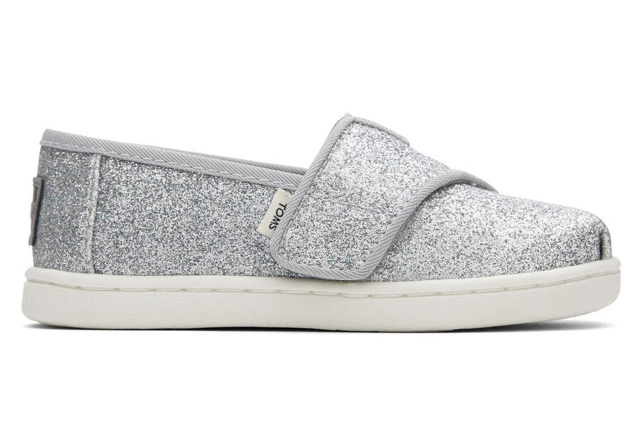 Silver Iridescent Kids' Toms Tiny Alpargata Glitter Alpargatas Ireland | IE584-603