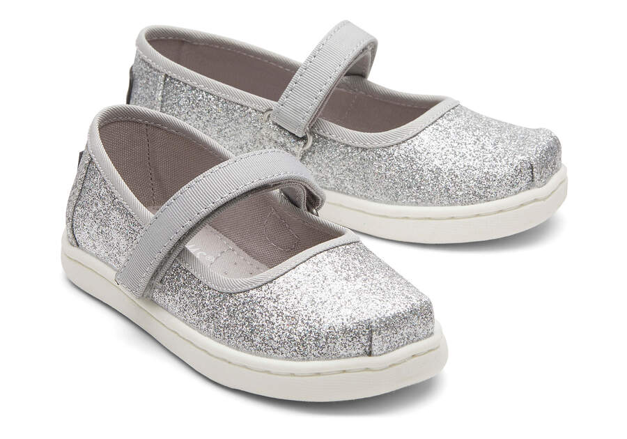 Silver Iridescent Kids\' Toms Tiny Mary Jane Slip On Ireland | IE744-797